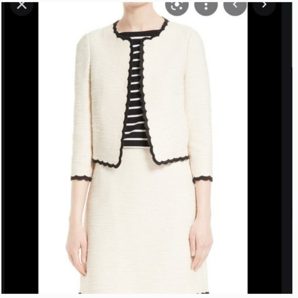 Kate Spade sand dune rambling roses Scallop Tweed cream Skirt size 6 nwot - Picture 2 of 7